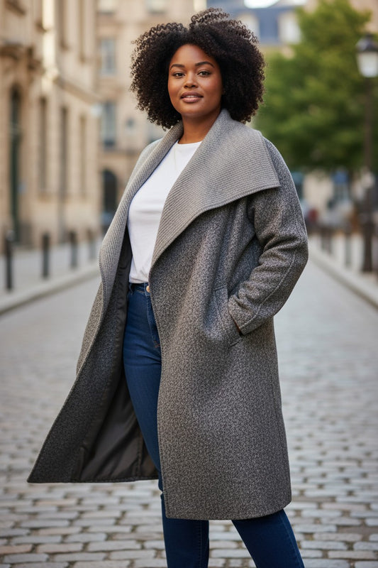 Manteau Asymétrique Gris Mobelle